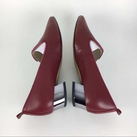 Franco Sarto Size 7.5 Red Leather Slip On Loafers Point Toe Kitten Heels Shoes - Picture 6 of 9